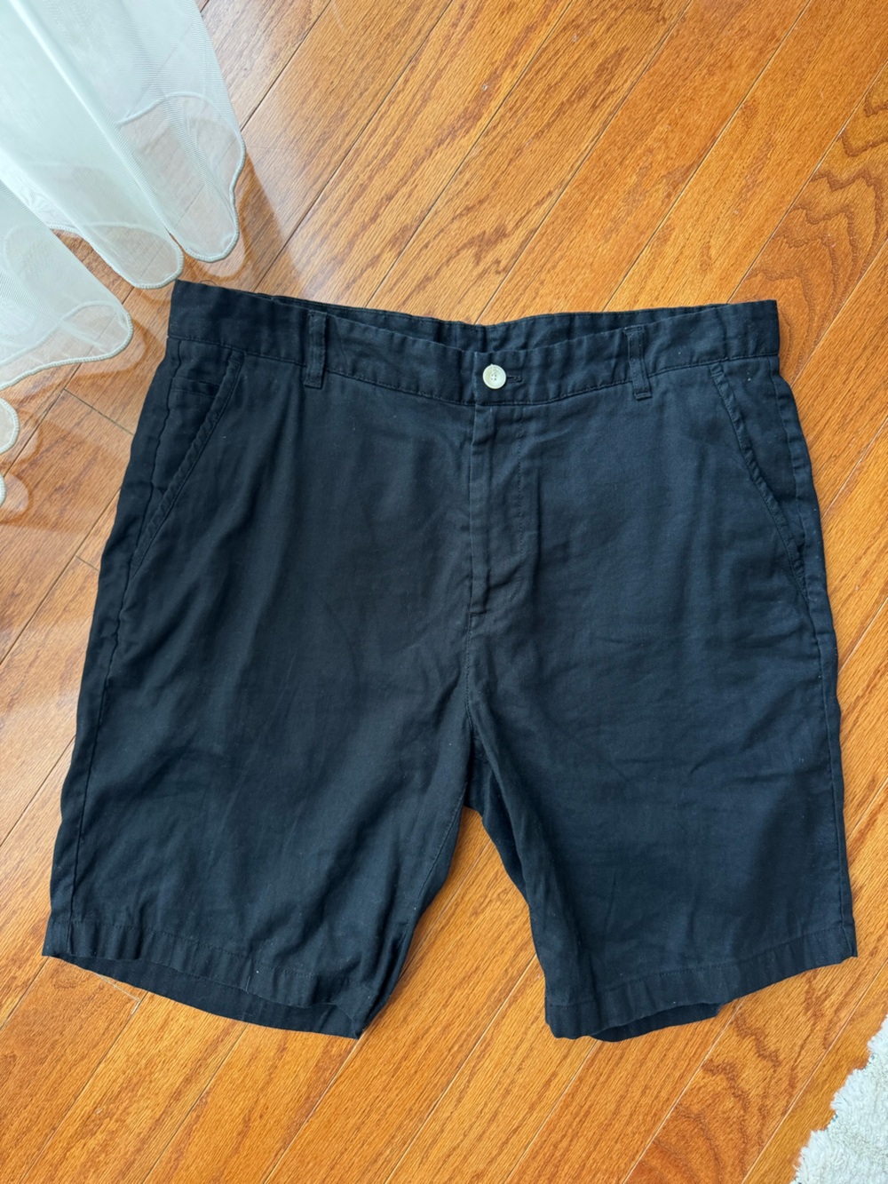 Zara Classic Black Linen Blend Shorts